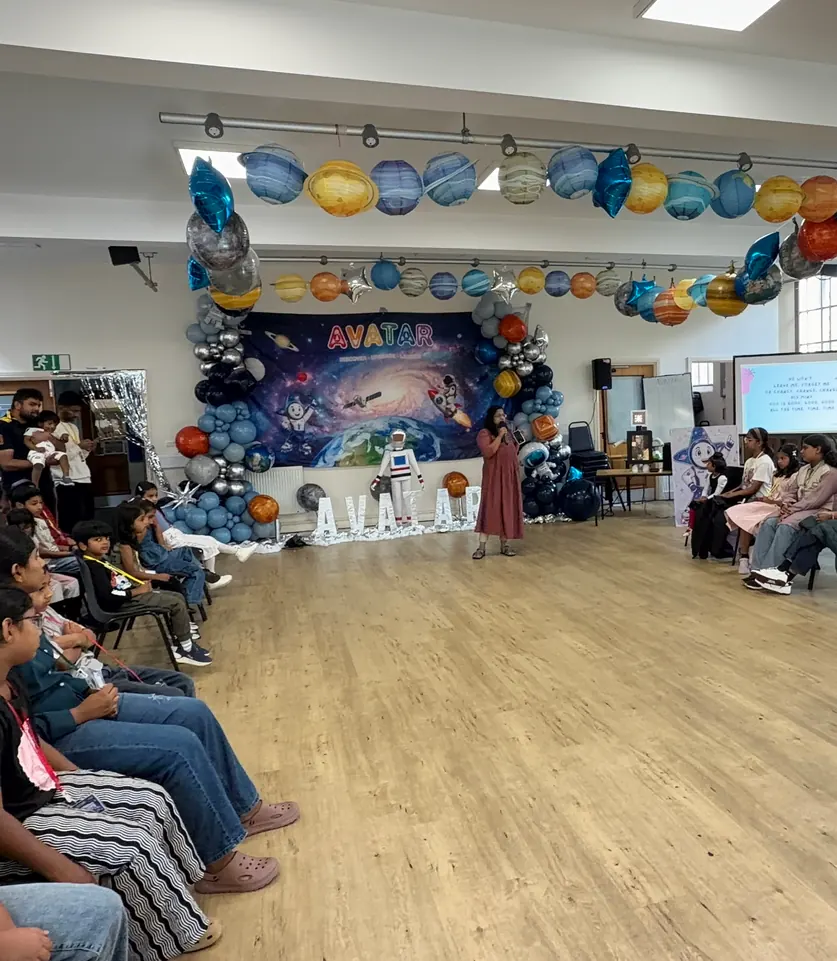 Children and leaders at VBS, the church's summer holiday Bible club