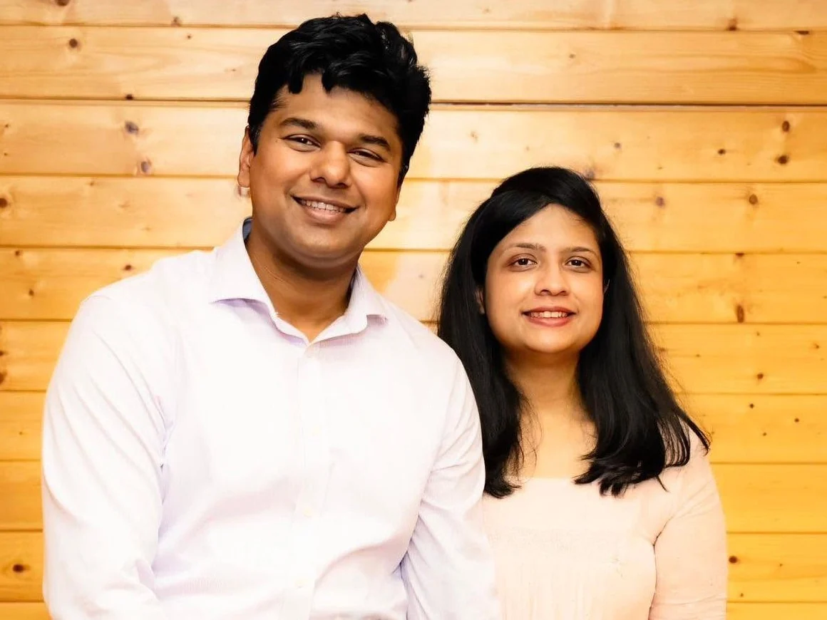 Simon Varghese and his wife Neethu